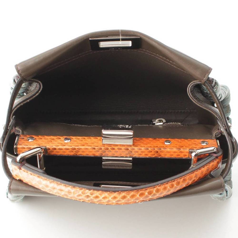 Fendi Handbag Peekaboo Brown Python Mini Shoulder - image 5